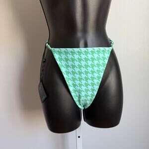 Skatie sz L Green Houndstooth High Cut Bikini Bottoms‎ (NWT)